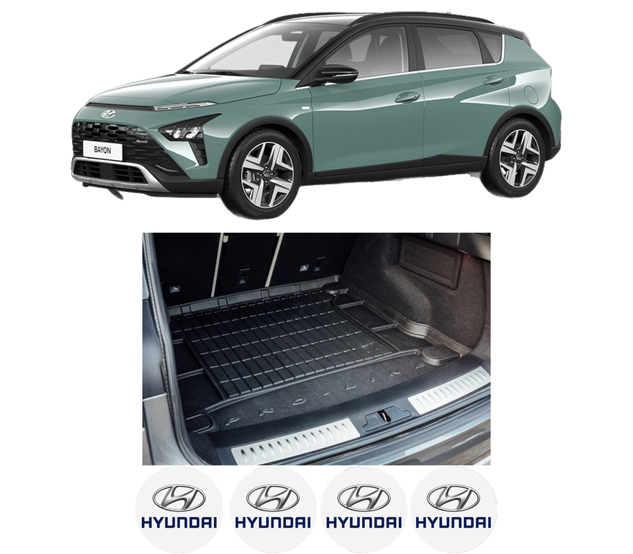 Tavita Portbagaj HYUNDAI BAYON (BC3) din 2021, Protectie Portbagaj Auto, 4x Stickere auto cu HYUNDAI