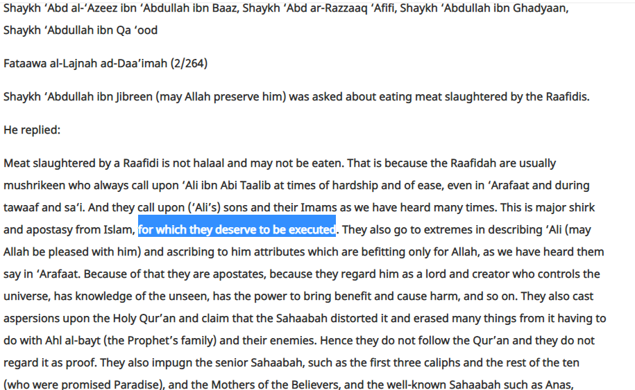 Islamqa Info Not Permissible To Eat Meat From Shia Who Deserve To Be Executed Politics Current Events Shiachat Com