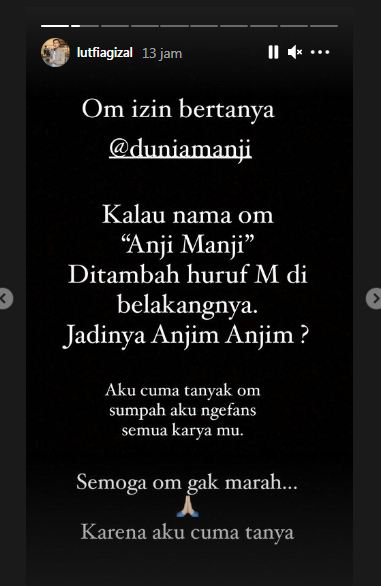 Lutfi Agizal bertanya soal nama Anji Manji yang ia ubah jadi Anjim Anjim