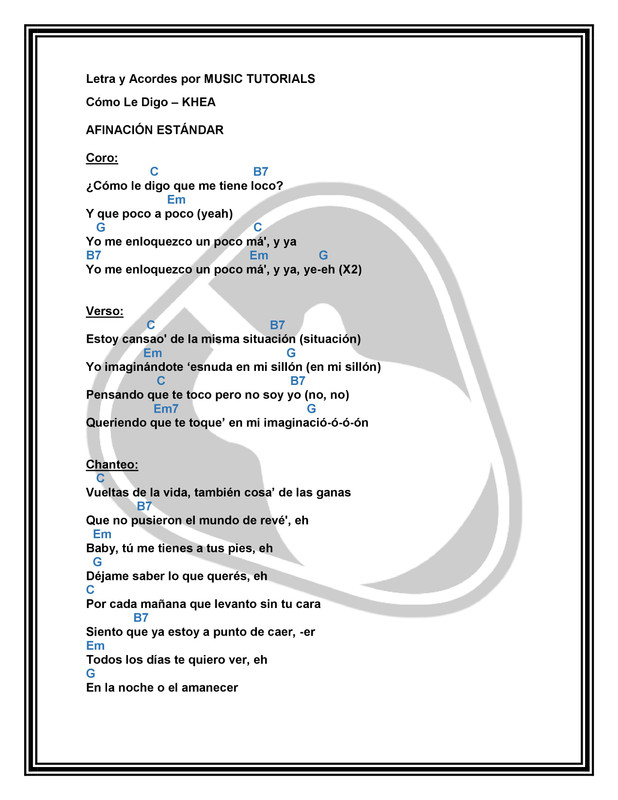 Cómo tocar Cómo Le Digo de KHEA en Guitarra | Tutorial + PDF GRATIS ⋆ Music  Tutorials