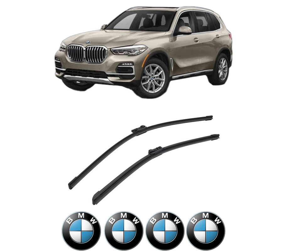 Set stergatoare auto BMW Seria X5 (G05, F95) din 2018-2023, pentru parbriz auto, 2 bucati, Bosch Aerotwin, din cauciuc siliconat rezistent, 4 Stickere Auto BMW Seria