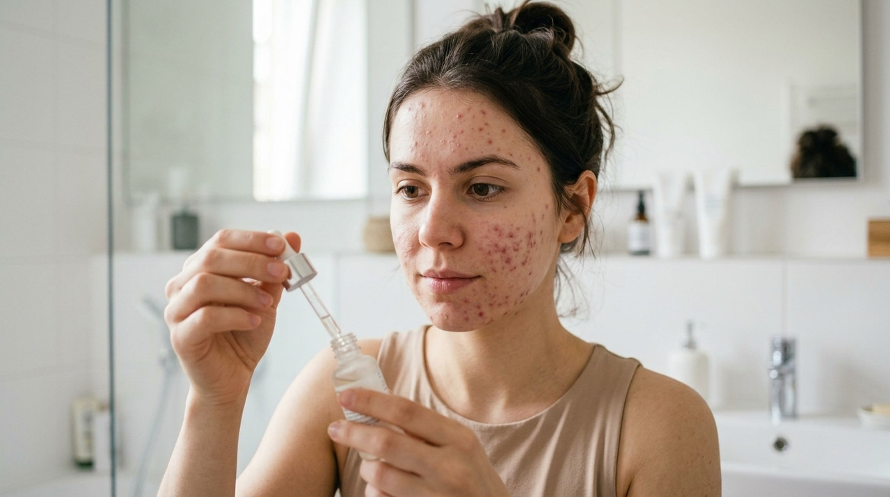 Woman making lifestyle changes for clear skin