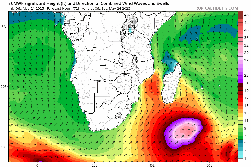 Prévision de hauteur de houle ECMWF