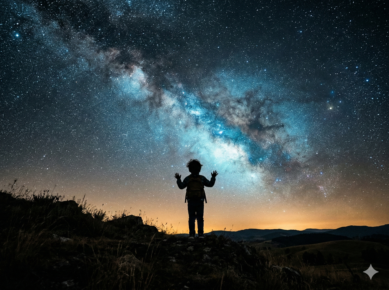 Child looking at stars