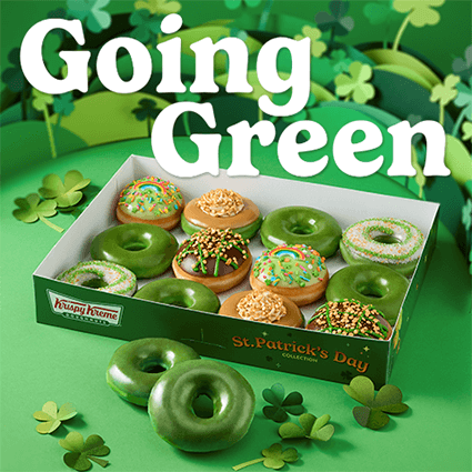Free Green Original Glazed Doughnut at Krispy Kreme for St. Patrick’s Day Weekend