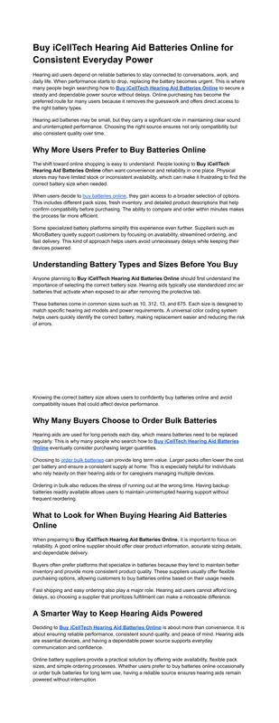 Buy i Cell Tech Hearing Aid Batteries Online for Consistent Everyday Power