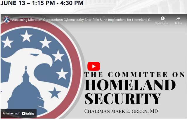 Homeland Security House Committee testify on MS Security