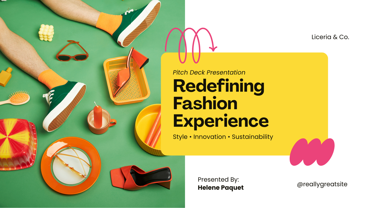 Yellow Green and Pink Dynamic Fashion Pitch Deck Presentation