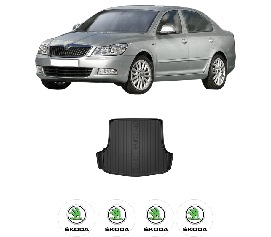 Tavita Portbagaj SKODA OCTAVIA II din 2004-2013, Protectie Portbagaj Auto, 4x Stickere auto cu SKODA