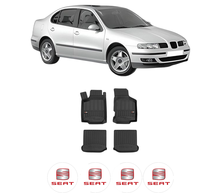 Set covorase presuri SEAT TOLEDO II | 1M din 1999-2006, auto, din cauciuc thermoplastic, 4 Stickere auto cu SEAT