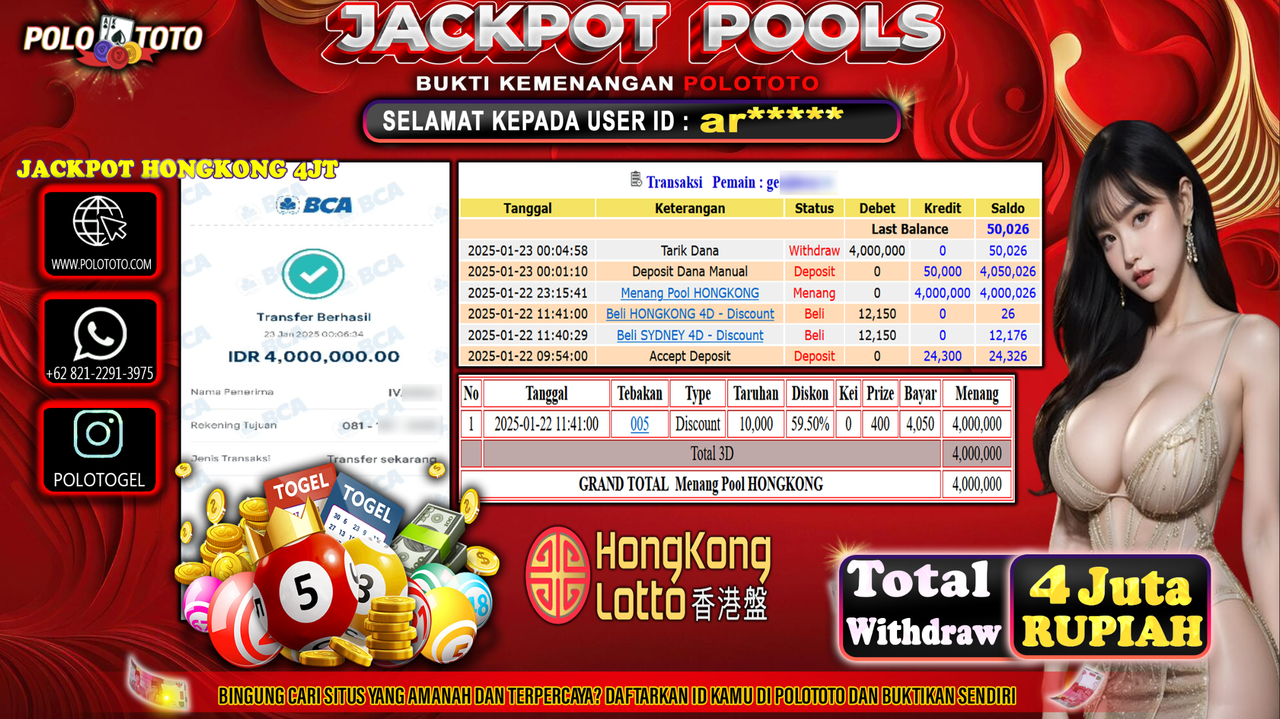POLOTOTO JACKPOT TOGEL PASARAN HONGKONG Rp.4,000.000,-