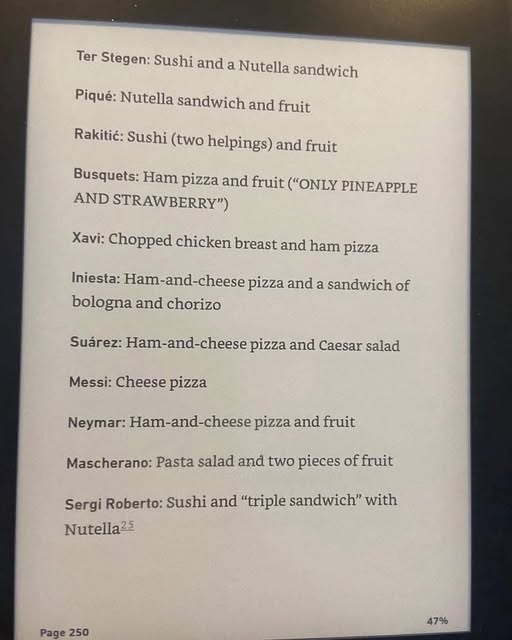 Barca players menu 2014