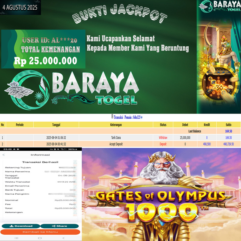 Rp. 25.000.000.- WD LUNAS DI BARAYATOGEL