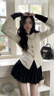 DC1172-Xiaoxiang Phong Cách Đứng Cổ Áo Sơ Mi Cao Cấp Nữ Mùa Xuân Màu Sắc Tương Phản Chống Nắng Cardigan Áo Sơ Mi Tính Khí Mỏng @ -