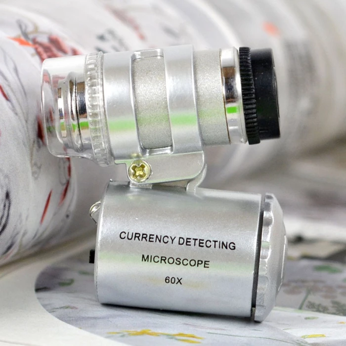 Mikroszkóp nagyító 60x led készülékkel pénzt ellenőrzött UV lámpa ékszerész  órásgyártó numizmatika á
