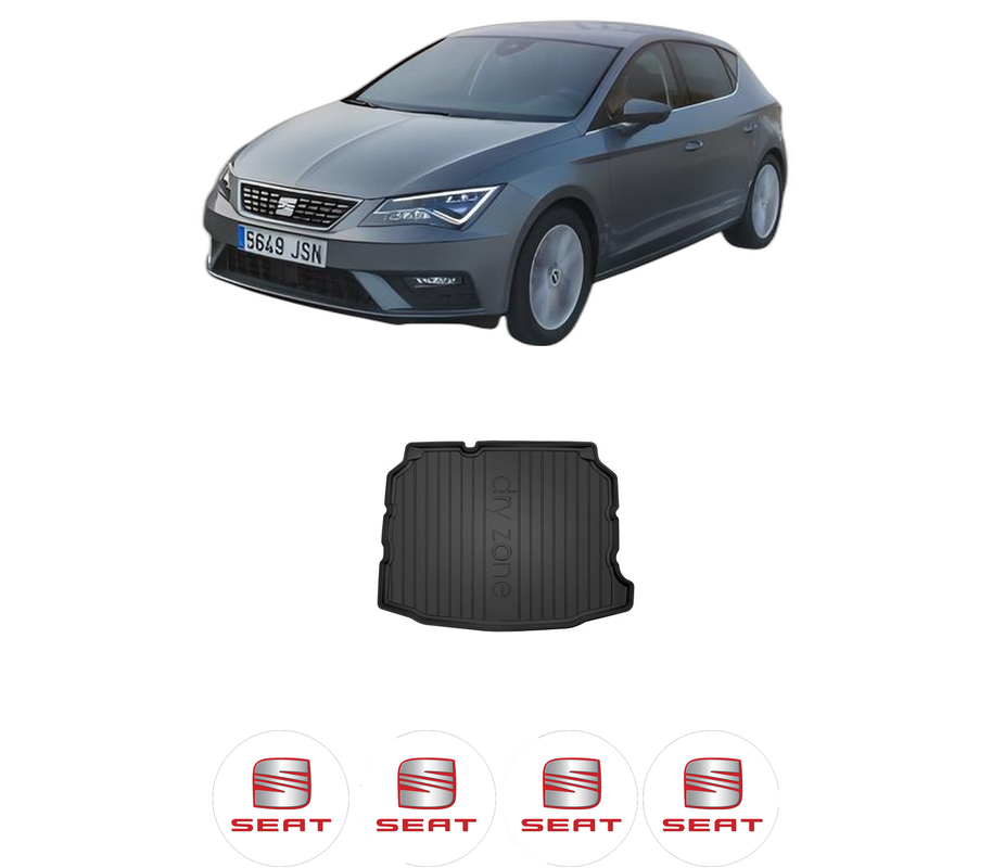 Tavita Portbagaj SEAT LEON Hatchback Van (5F1) din 2017-2018, Protectie Portbagaj Auto, 4x Stickere auto cu SEAT