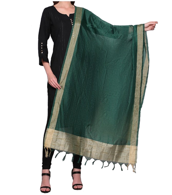 Chanderi Dupatta Gold Toned Striped with Zari Veil Stole Neck Scarf For Women's - Picture 36 of 46