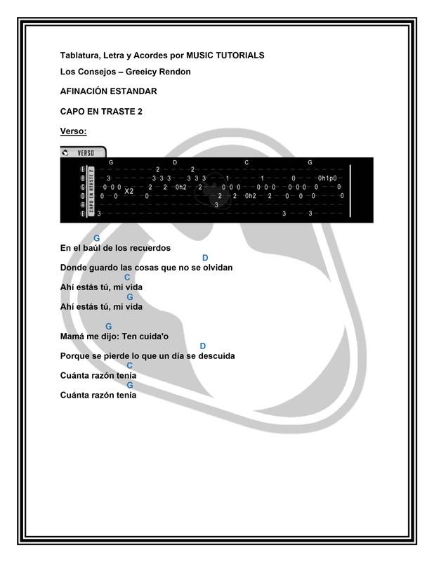 Cómo tocar Los Consejos de Greeicy Rendon en Guitarra (Tutorial + PDF  GRATIS) ⋆ Music Tutorials