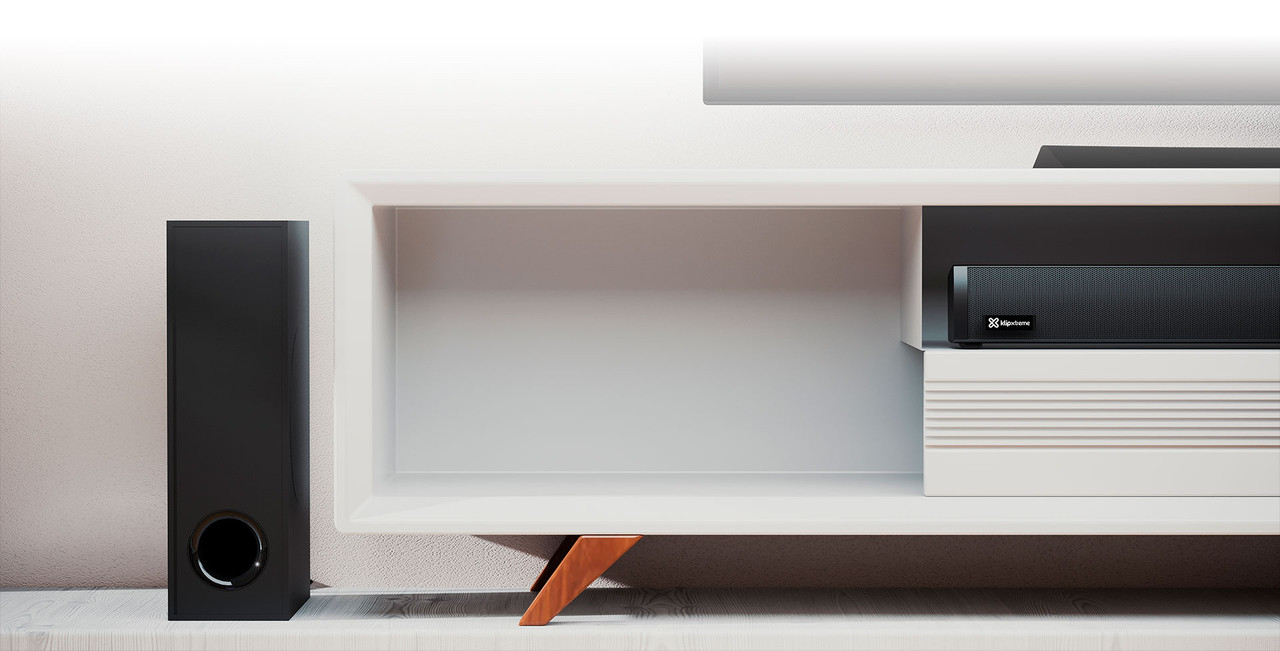 Detalle de las múltiples opciones de conectividad de la barra de sonido Klip Xtreme.