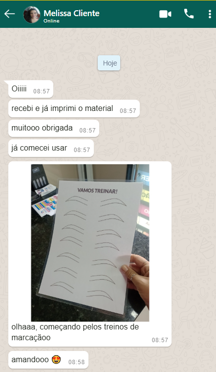 Depoimento de cliente sobre a apostila de treino