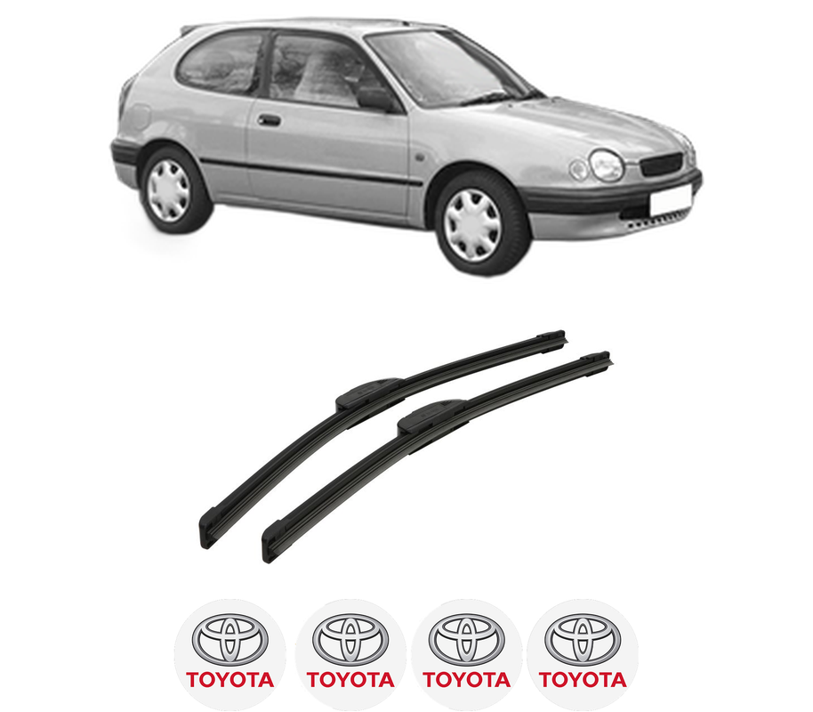 Set stergatoare auto TOYOTA COROLLA Compact (_E11_) din 1997-2002, pentru parbriz auto, 2 bucati, Bosch Aerotwin Retrofit, din cauciuc siliconat rezistent, 4 Stickere Auto TOYOTA