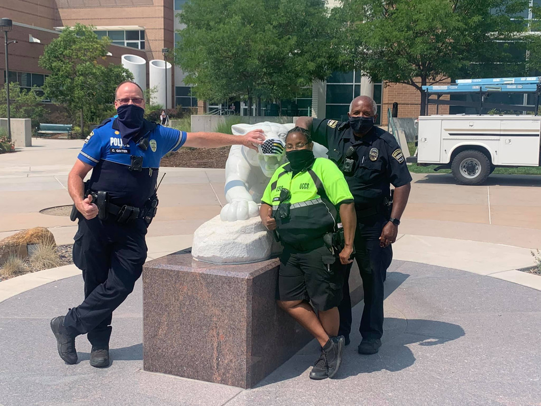 UCCS police wearing masks on campus.