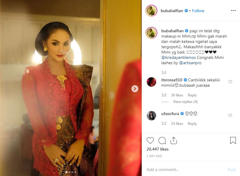 Postingan Bubah Alfian soal rekasi Krisdayanti mengetahui dirinya telat datang
