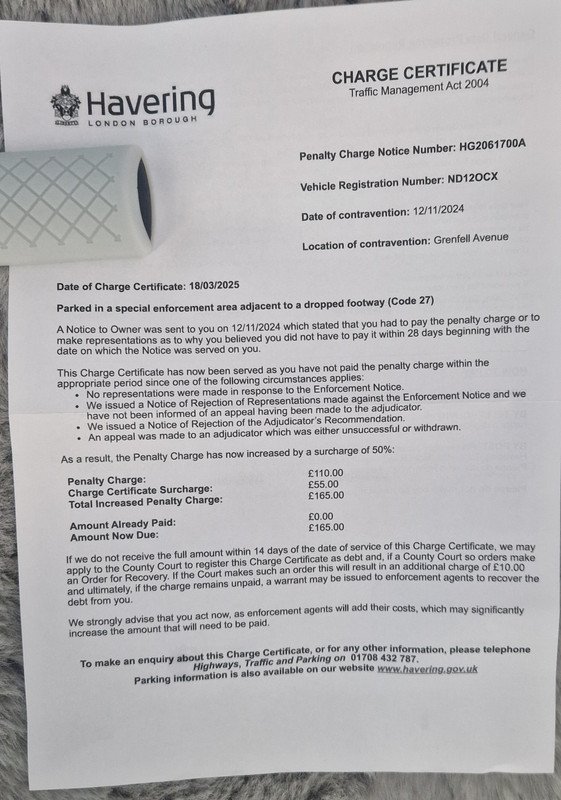 Charge cert