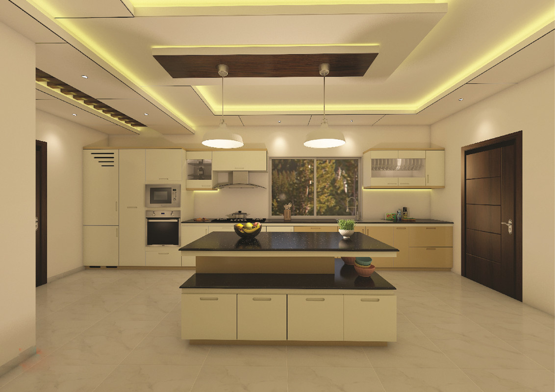 Contemporary Dual Double Layered Ceiling Design For Kitchens