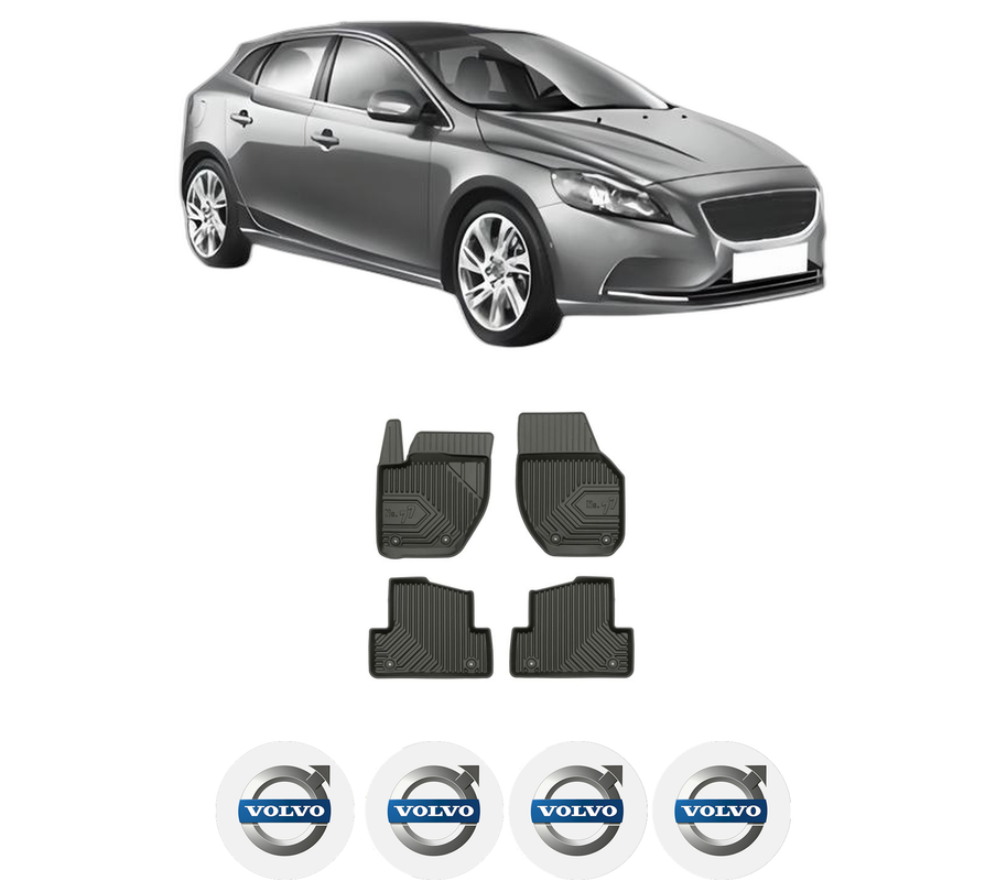 Set covorase presuri VOLVO V40 Hatchback (525) din 2012-2019, auto, din cauciuc thermoplastic, 4 Stickere auto cu VOLVO