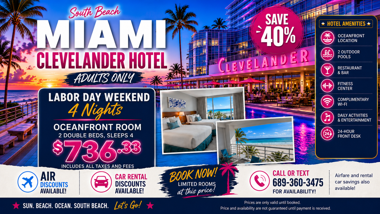 South Beach Miami Clevelander Hotel Labor Day Weekend Travel Offer
