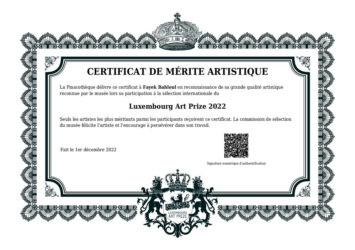 certificat du mérite artistique