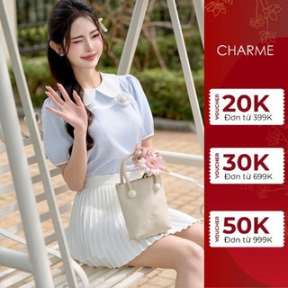 DC1381-Áo cộc tay nữ thiết kế cổ sen hoa trà, áo nữ ngắn tay Charme Store 502009