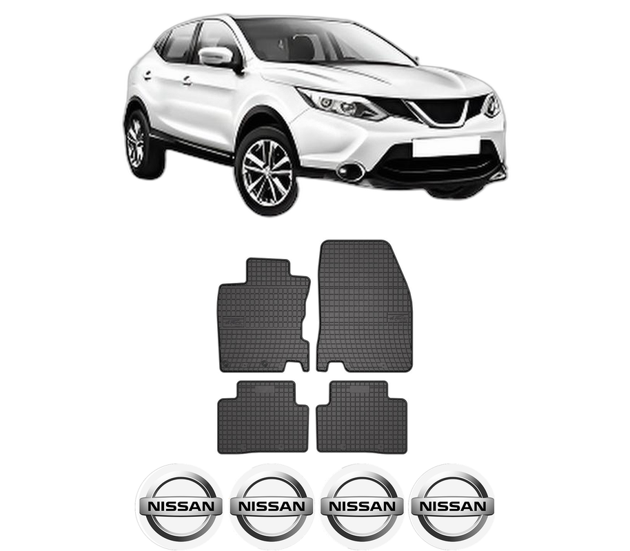 Set covorase presuri NISSAN QASHQAI II (J11, J11_) din 2013-2020, auto, din cauciuc thermoplastic, 4 Stickere auto cu NISSAN