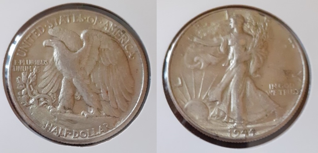 USA, Walking liberty Half Dollar, 1944 Thumbnail-20200930-112955