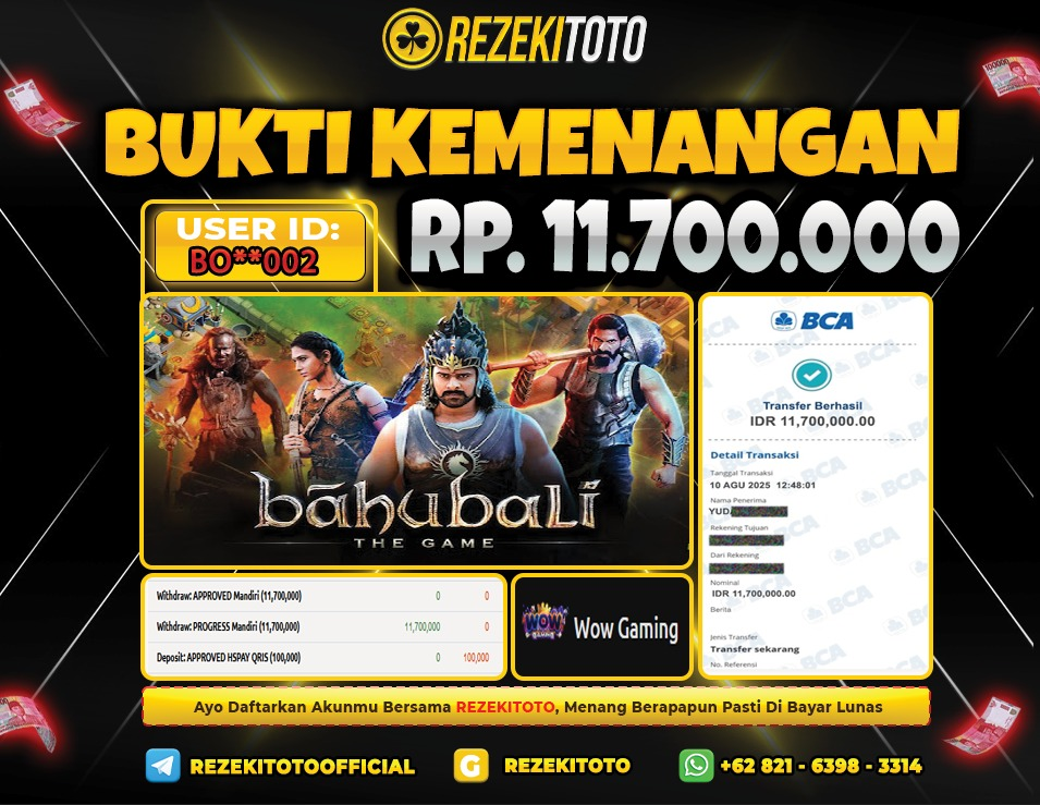 BUKTI KEMENANGAN 10 AGUSTUS 2025  BAHUBALI 11 JUTA 