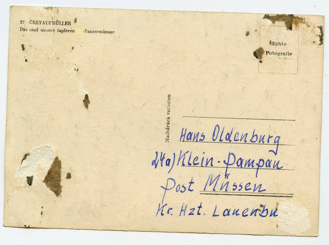 Foto Feldpost Karte PK Männer der 5. Panzer Div. Panzerkombi Tarn camo Wikinger2