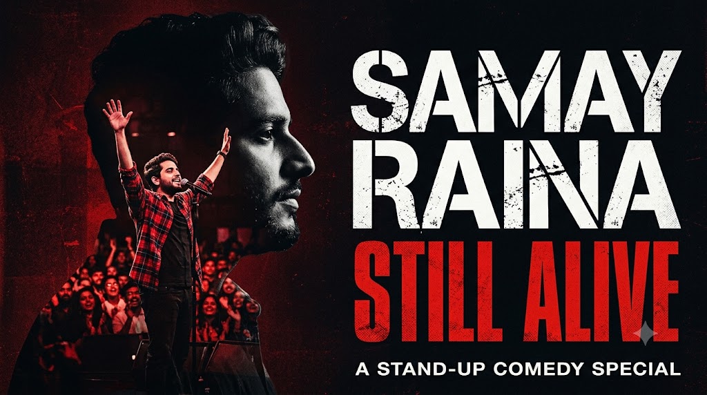 AI-generated example result for the youtube-thumbnail prompt: Comedy & Reaction – "SAMAY RAINA / STILL ALIVE" | Comedy Reaction Youtube Thumbnail AI YouTube Thumbnail Prompt