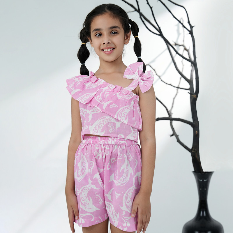Cotton Sleeveless Printed Girls Co-Ords Casual Wear Outfit Top Short Set - Picture 15 of 35
