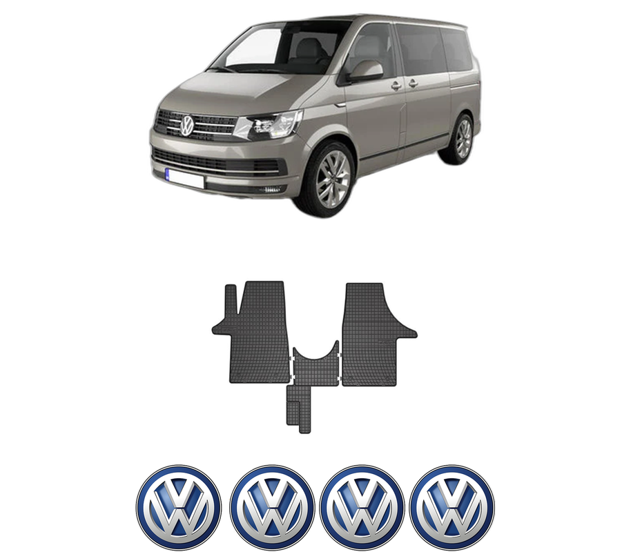 Set covorase presuri Volkswagen TRANSPORTER T5 Bus (7HB, 7HJ, 7EB, 7EJ) din 2003-2015, auto, din cauciuc thermoplastic, 4 Stickere auto cu Volkswagen