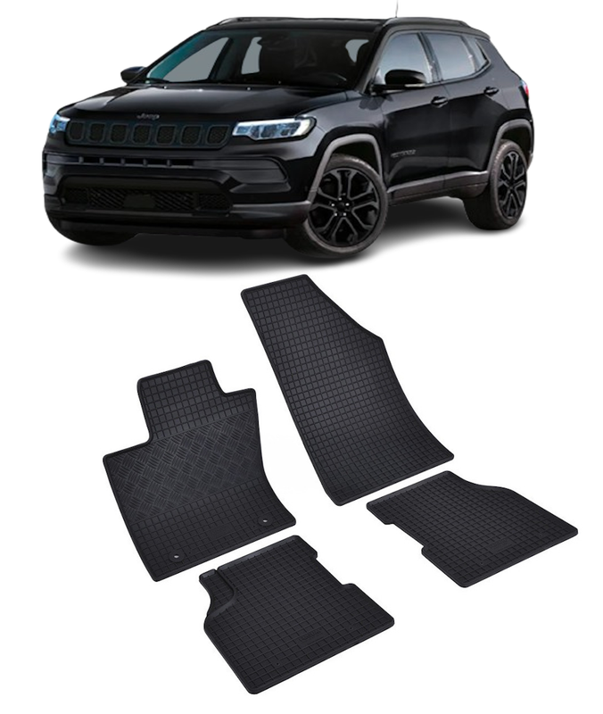 Set 4 covorase Jeep Compass 2021-prezent, din cauciuc 100%, compatibile cu autoturismul JEEP Compass