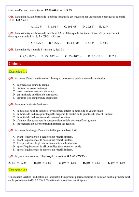 Épreuve Physique 2023 - Page 2 Page 2 Physique Concours Médecine 2023