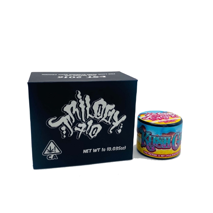 Trilogy 710 Live Rosin – premium solventless live rosin with vibrant, fruit‑ and banana‑forward terp profiles in 2 gram jars, made for connoisseurs who want flavor‑driven, high‑potency dabs.