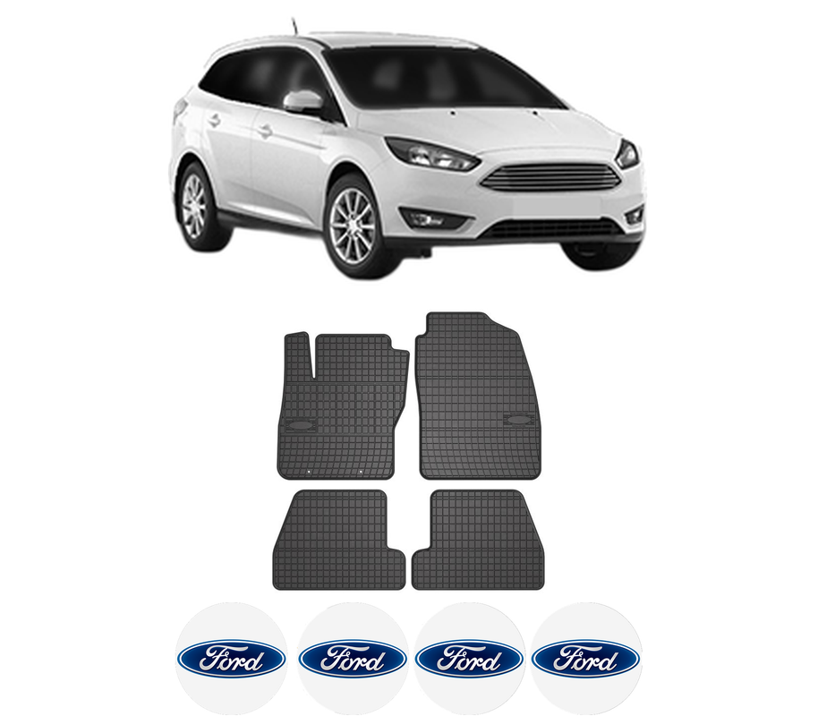 Set covorase presuri FORD FOCUS III Estate Van din 2012-2020, auto, din cauciuc thermoplastic, 4 Stickere auto cu FORD