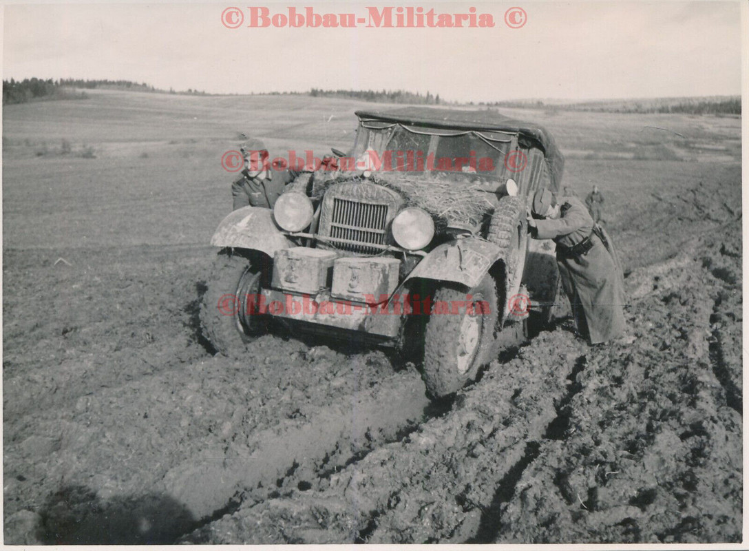 Russland 1941 Wehrmacht Kübelwagen Einheits-PKW Vormarsch Schlammperiode !
