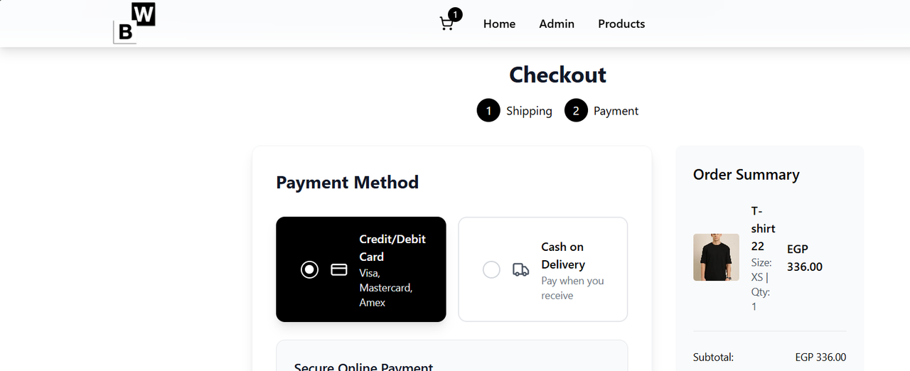 Black & White E-commerce feature 7 screenshot - Web project