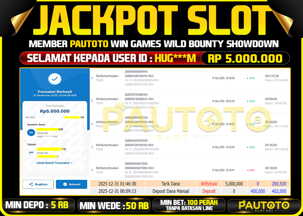 BUKTI JACKPOT LUNAS PAUTOTO