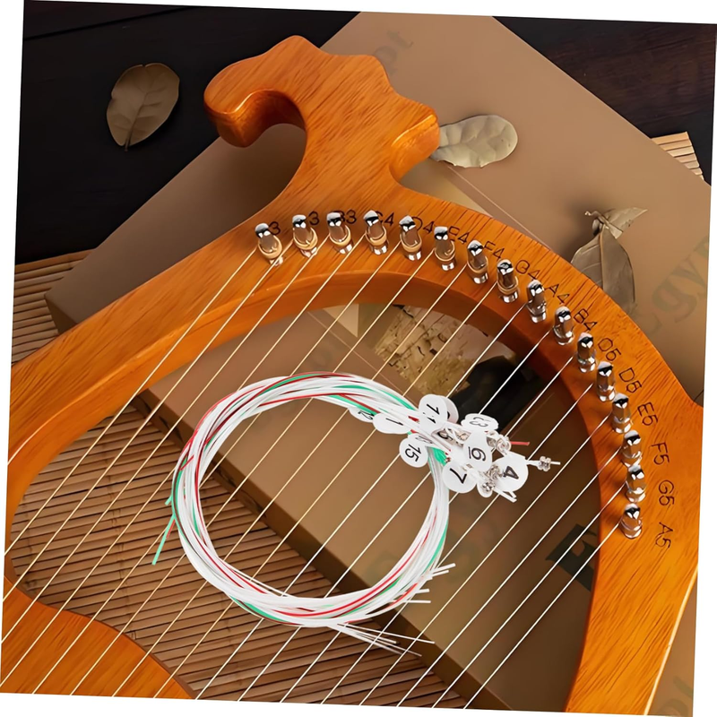 Changing strings on a lyre harp
