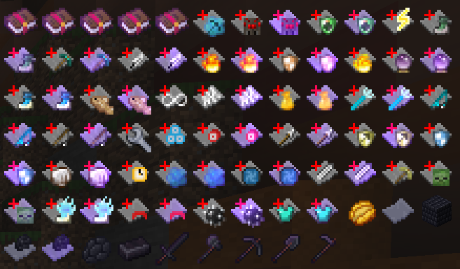 A view of all the items the mod currently adds.