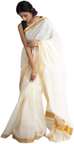 Atelier Cotton-Silk Saree Gold Zari Border